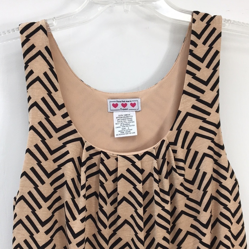Three Pink Hearts Sleeveless Tank Tan Maxi Dress Size S EXCELLENT Condition - Picture 3 of 8